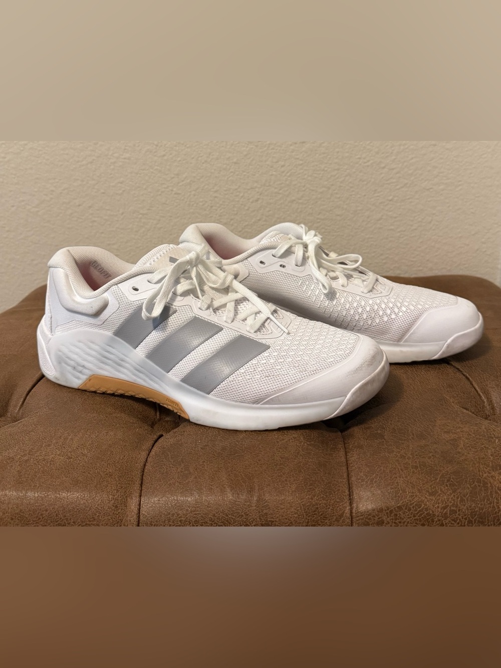 adidas Mens Dropset 4 Training Sneakers Shoes, US Size 8.0. White/Silver
